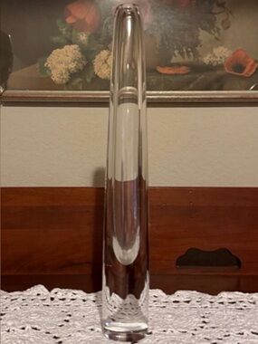 Vintage Orrefors 12” Tall Clear Crystal Art Glass  Bud Vase Signed Orrefors